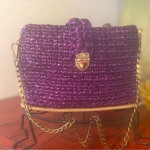 Purple Woven Chain Strap Bag